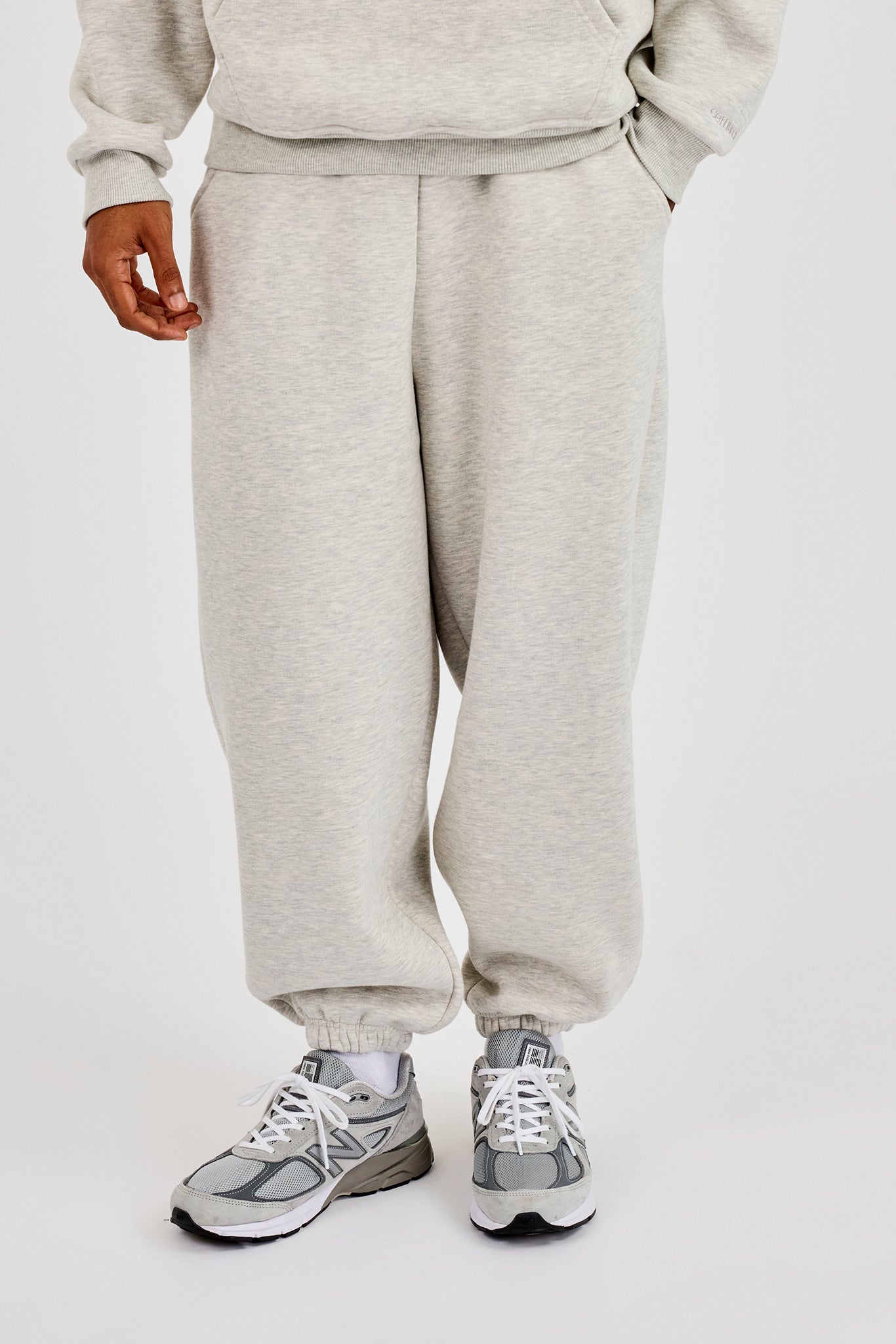 480GSM Fleece Cuffed Jogger - Grey Marl